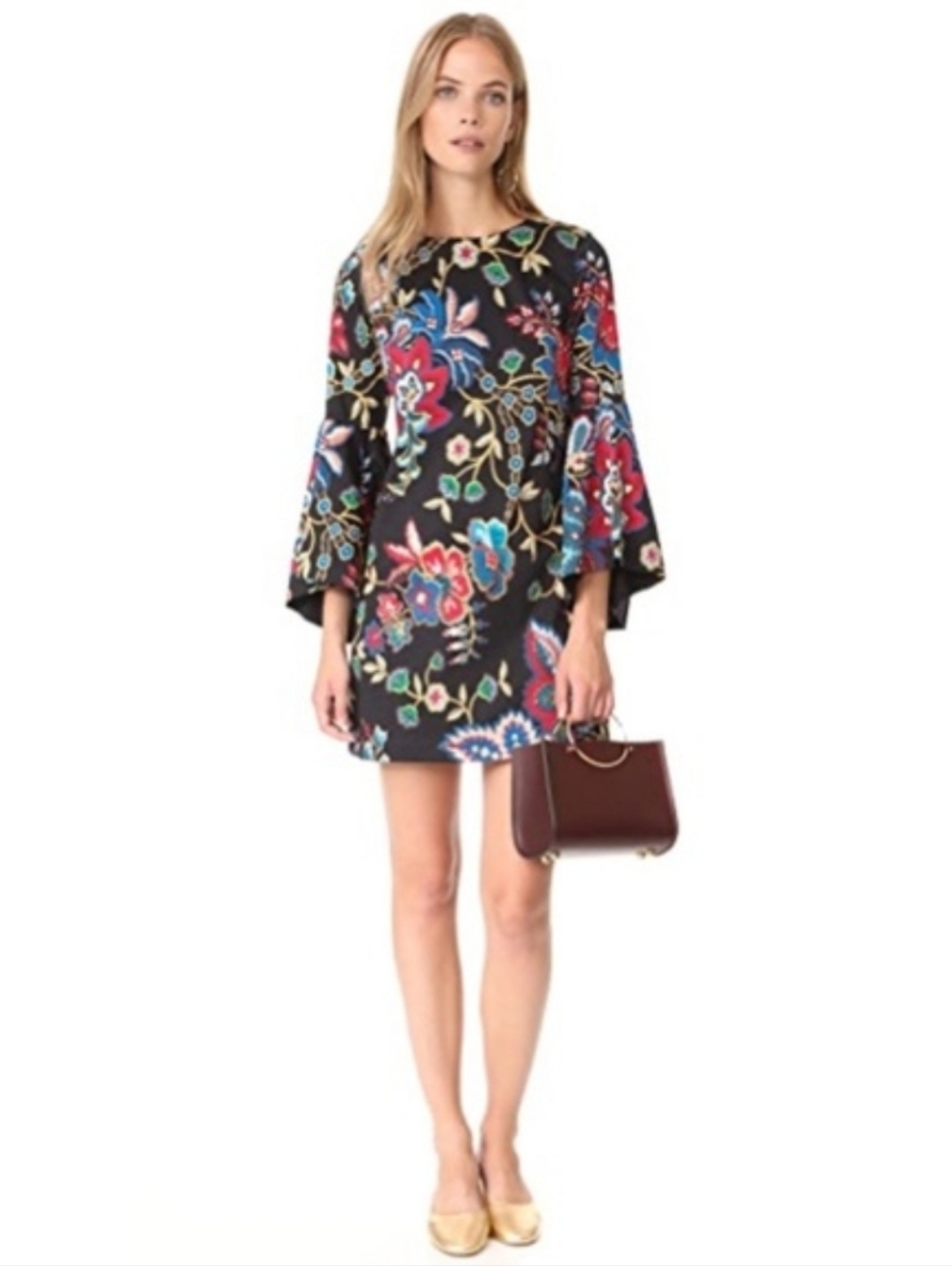 Alice + Olivia Thym Trumpet Sleeve Tunic Dress Size 12 - Picture 2 of 16